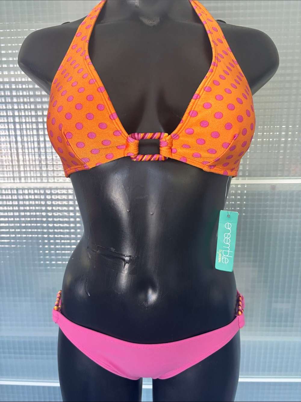 NWT pink and orange ribbon belt polka dot set. Size small